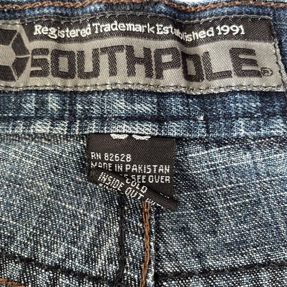 Southpole Baggy Fit Distressed Jeans 90s Y2K Vintage 30x30 Embroidered Edgy - Picture 4 of 15